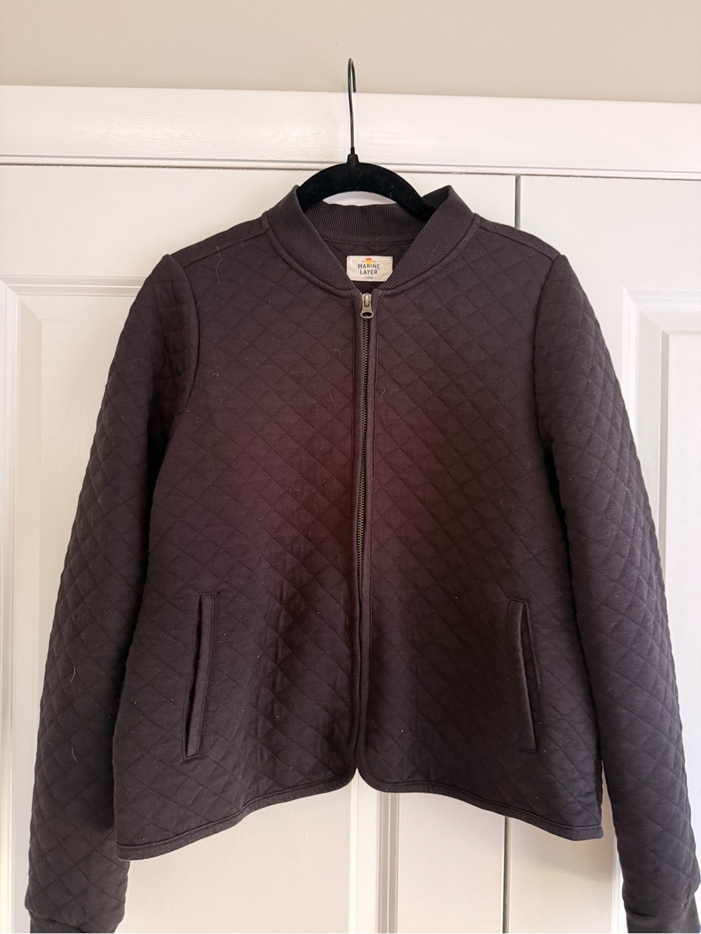 Marine Layer Quilted Bomber Jacket - Black